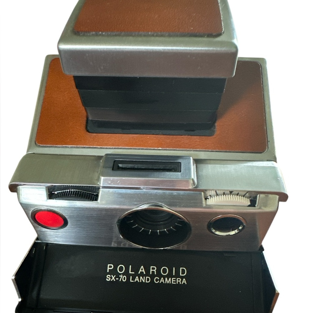 Polaroid SX-70 Land Camera Silver and Brown Film Camera with Classic Design